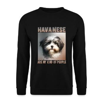 Hunde Spruch Havaneser Design für Hundeliebhaber - Unisex Pullover - Schwarz - Vorne - Alina (178cm) & Michal (187cm)