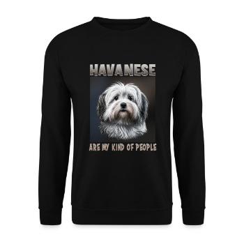 Hunde Spruch Havaneser Design für Hundeliebhaber - Unisex Pullover - Schwarz - Vorne - Alina (178cm) & Michal (187cm)