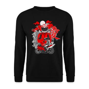 Motorcycle Lifestyle / Motorcycle / Motorcycle biker - Unisex Sweatshirt - black - Front - Alina (178cm) & Michal (187cm)