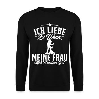 Ich liebe es wenn meine Frau mich wandern lässt - Unisex Pullover - Schwarz - Vorne - Alina (178cm) & Michal (187cm)