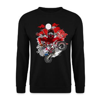 Motocross / Enduro / Freestyle mx / Dirtbike retro - Unisex Sweatshirt - black - Front - Alina (178cm) & Michal (187cm)