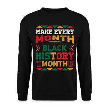 Make Every Month Black History Month - Unisex Sweatshirt - black - Front - Alina (178cm) & Michal (187cm)