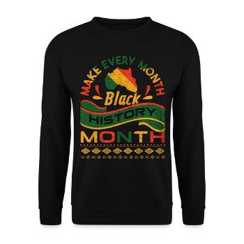 Make Every Month Black History Month Africa - Unisex Sweatshirt - black - Front - Alina (178cm) & Michal (187cm)