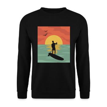 SUP Vintage Stand Up Paddle Rétro - Sweat-shirt Unisexe - noir - Devant - Alina (178cm) & Michal (187cm)
