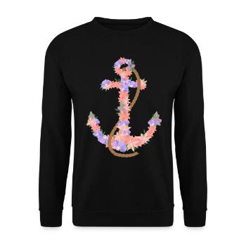 Anker Blumen Kapitän - Unisex Pullover - Schwarz - Vorne - Alina (178cm) & Michal (187cm)