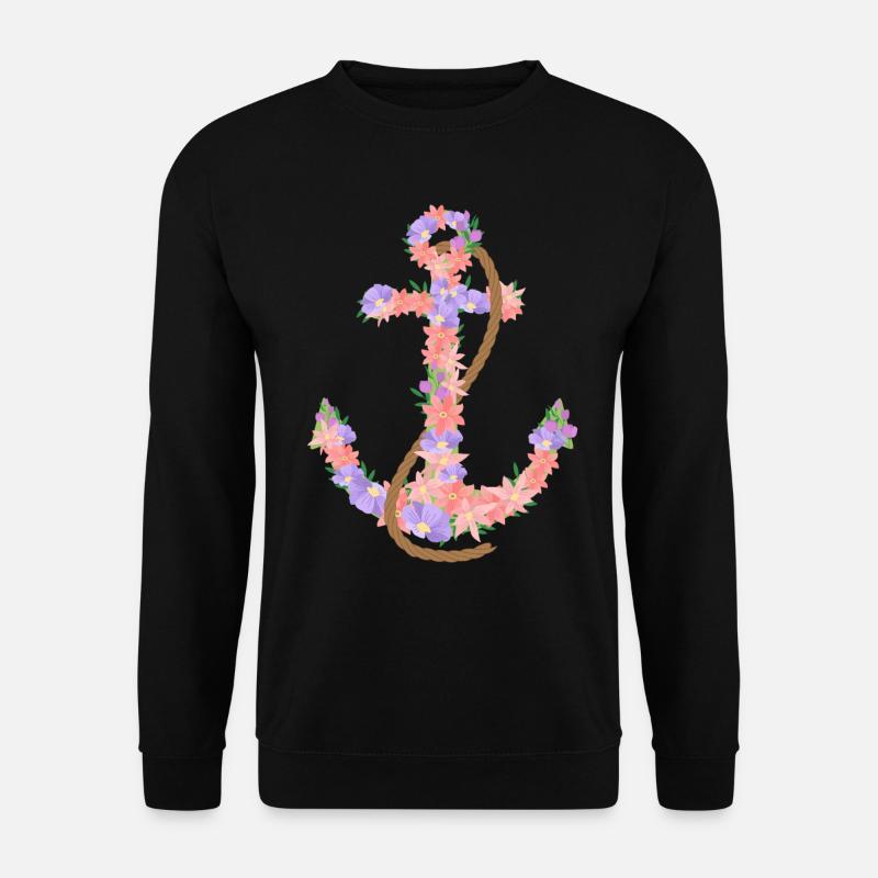 Anker Blumen Kapitän - Unisex Pullover - Schwarz