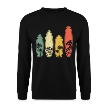 Surfer Vintage Surfboards Surfbrett Retro - Unisex Pullover - Schwarz - Vorne - Alina (178cm) & Michal (187cm)