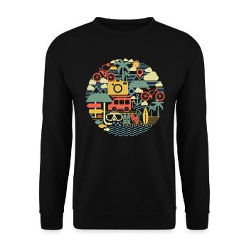 Vintage Summer Holiday Roadtrip Retro - Unisex Sweatshirt - black - Front - Alina (178cm) & Michal (187cm)