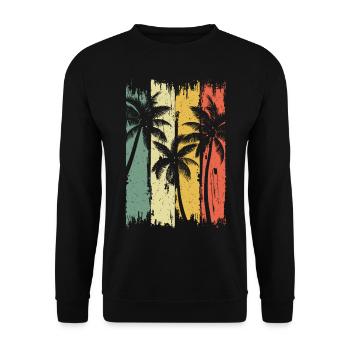 Palmen Vintage Retro Streifen - Unisex Pullover - Schwarz - Vorne - Alina (178cm) & Michal (187cm)