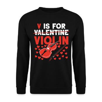 Violin Violinist Valentines Day V - Unisex Pullover - Schwarz - Vorne - Alina (178cm) & Michal (187cm)