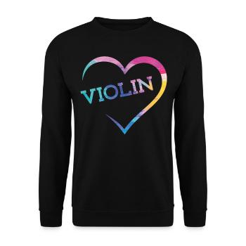 Violin Violinist Heart Watercolor - Unisex Pullover - Schwarz - Vorne - Alina (178cm) & Michal (187cm)