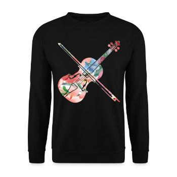 Violin Violinist Tropical Flower - Unisex Sweatshirt - black - Front - Alina (178cm) & Michal (187cm)