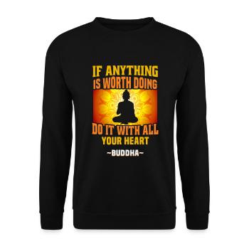 Buddhist Meditation Zen Buddha Buddhismus und Yoga - Unisex Pullover - Schwarz - Vorne - Alina (178cm) & Michal (187cm)