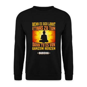 Buddhist Meditation Zen Buddha Buddhismus und Yoga - Unisex Pullover - Schwarz - Vorne - Alina (178cm) & Michal (187cm)