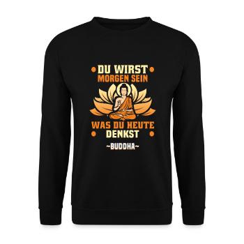 Buddhist Meditation Zen Buddha Buddhismus und Yoga - Unisex Pullover - Schwarz - Vorne - Alina (178cm) & Michal (187cm)