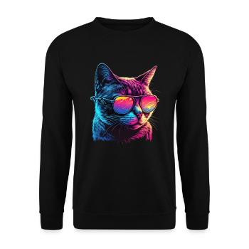 Amoureux des chats Cool Cat Design Cat Mama - Sweat-shirt Unisexe - noir - Devant - Alina (178cm) & Michal (187cm)