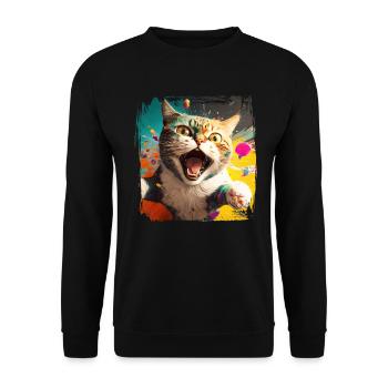 Amoureux des chats Cool Cat Design Cat Mama - Sweat-shirt Unisexe - noir - Devant - Alina (178cm) & Michal (187cm)
