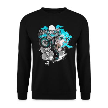 Motocross / Enduro / Freestyle mx / Dirtbike retro - Unisex Sweatshirt - black - Front - Alina (178cm) & Michal (187cm)