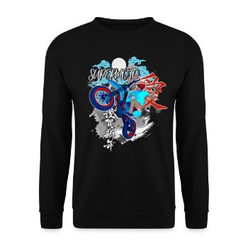 Motocross / Enduro / Freestyle mx / Dirtbike retro - Unisex Sweatshirt - black - Front - Alina (178cm) & Michal (187cm)