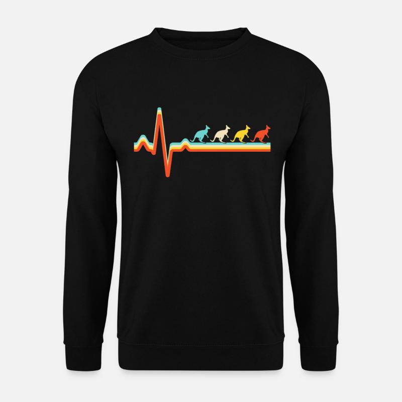 Känguru Retro Herzschlag - Unisex Pullover - Schwarz