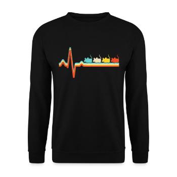 Maus Retro Herzschlag - Unisex Pullover - Schwarz - Vorne - Alina (178cm) & Michal (187cm)