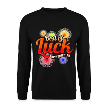 Best Of Luck Fireworks Happy New Year - Unisex Pullover - Schwarz - Vorne - Alina (178cm) & Michal (187cm)