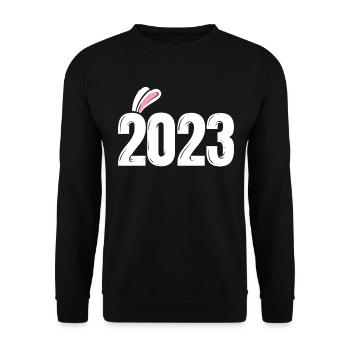 2023 Avec des oreilles de lapin - Nouvel An chinois - Sweat-shirt Unisexe - noir - Devant - Alina (178cm) & Michal (187cm)