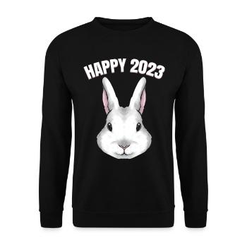 Realistic Rabbit Happy 2023 Chinese New Year - Unisex Pullover - Schwarz - Vorne - Alina (178cm) & Michal (187cm)