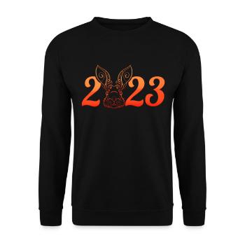 Ornament Rabbit 2023 Happy Chinese New Year - Unisex Pullover - Schwarz - Vorne - Alina (178cm) & Michal (187cm)