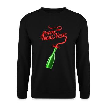 Spilling Wine Saying Happy New Year - Unisex Sweatshirt - black - Front - Alina (178cm) & Michal (187cm)