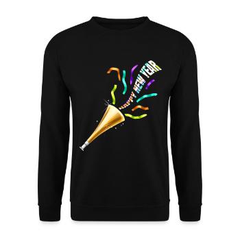Party Horn Trumpet Flute Happy New Year - Unisex Sweatshirt - black - Front - Alina (178cm) & Michal (187cm)