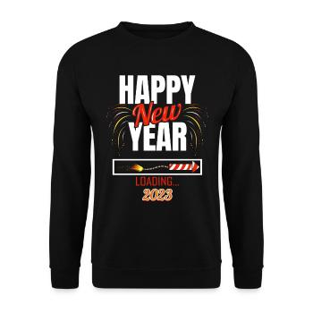 Happy New Year 2023 Loading New Year's Eve - Unisex Sweatshirt - black - Front - Alina (178cm) & Michal (187cm)