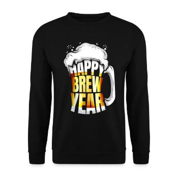 Beer Glass Mug Happy Brew Year New Year's Eve - Unisex Pullover - Schwarz - Vorne - Alina (178cm) & Michal (187cm)