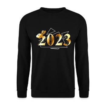 2023 Year Of The Rabbit Logo For Chinese New Year - Unisex Pullover - Schwarz - Vorne - Alina (178cm) & Michal (187cm)