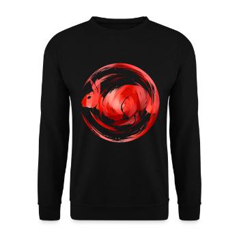 Red Round Rabbit Logo For 2023 Chinese New Year - Unisex Sweatshirt - black - Front - Alina (178cm) & Michal (187cm)