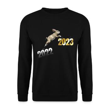 Rabbit Hopping From 2022 To 2023 Happy Chinese - Unisex Sweatshirt - black - Front - Alina (178cm) & Michal (187cm)