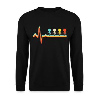 Jellyfish Retro Heartbeat - Unisex Sweatshirt - black - Front - Alina (178cm) & Michal (187cm)