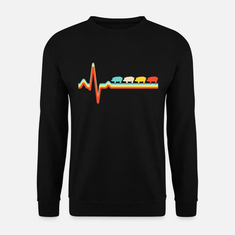 Schwein Retro Herzschlag - Unisex Pullover - Schwarz