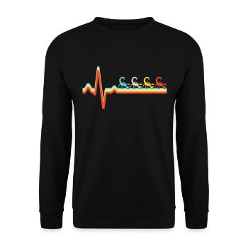 Skorpion Retro Herzschlag - Unisex Pullover - Schwarz - Vorne - Alina (178cm) & Michal (187cm)