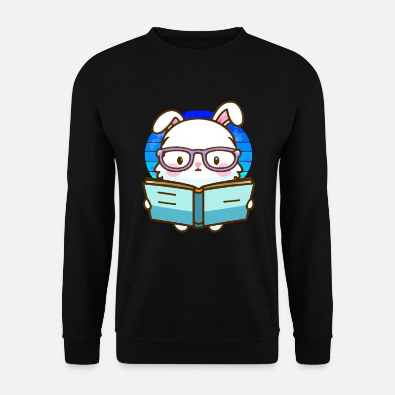 Bücherwurm-Hase - Unisex Pullover - Schwarz