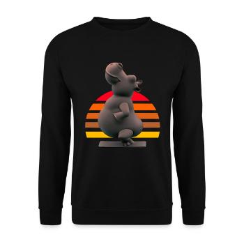 Yoga Hippo - Unisex Pullover - Schwarz - Vorne - Alina (178cm) & Michal (187cm)