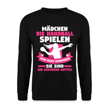 Handballspieler Handballer Handballverein Handball - Unisex Pullover - Schwarz - Vorne - Alina (178cm) & Michal (187cm)