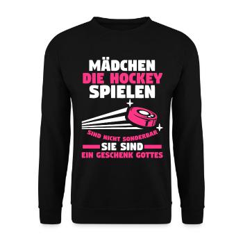 Eishockey Hockeyspieler Hockey - Unisex Pullover - Schwarz - Vorne - Alina (178cm) & Michal (187cm)