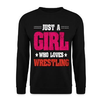 Nur ein Mädchen, das Wrestling liebt - Unisex Pullover - Schwarz - Vorne - Alina (178cm) & Michal (187cm)