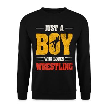 Nur ein Junge, der Wrestling liebt - Unisex Pullover - Schwarz - Vorne - Alina (178cm) & Michal (187cm)