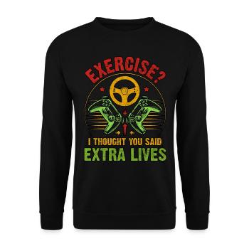 Übung, ich dachte, du sagtest Extra Lives Gamer - Unisex Pullover - Schwarz - Vorne - Alina (178cm) & Michal (187cm)