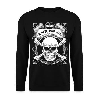 Crâne de motard avec serpent, dicton latin - Sweat-shirt Unisexe - noir - Devant - Alina (178cm) & Michal (187cm)