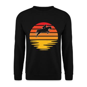 Pferde Retro - Unisex Pullover - Schwarz - Vorne - Alina (178cm) & Michal (187cm)