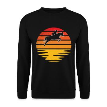 Pferde Retro - Unisex Pullover - Schwarz - Vorne - Alina (178cm) & Michal (187cm)