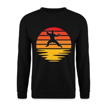 Kampfsport Retro - Unisex Pullover - Schwarz - Vorne - Alina (178cm) & Michal (187cm)